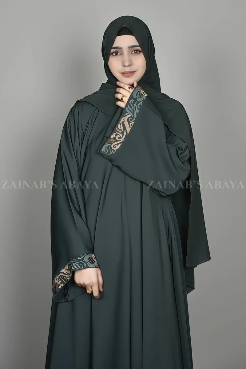 Umbrella Abaya with Embroidered Sleeves OL-1145 additional product view 4 | Zainab Designer Abaya