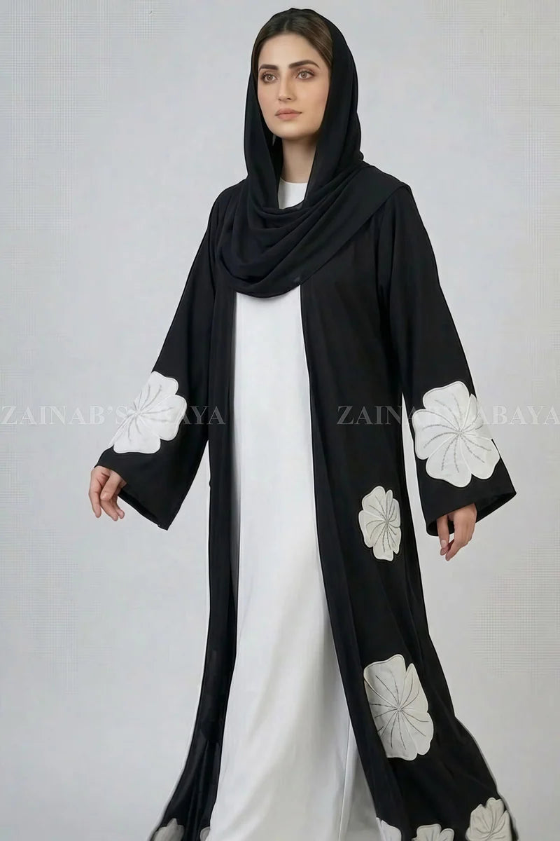 Nida Double Gown Abaya with Embroidery and Stone Work OL-1158 additional product view 3 | Zainab Designer Abaya