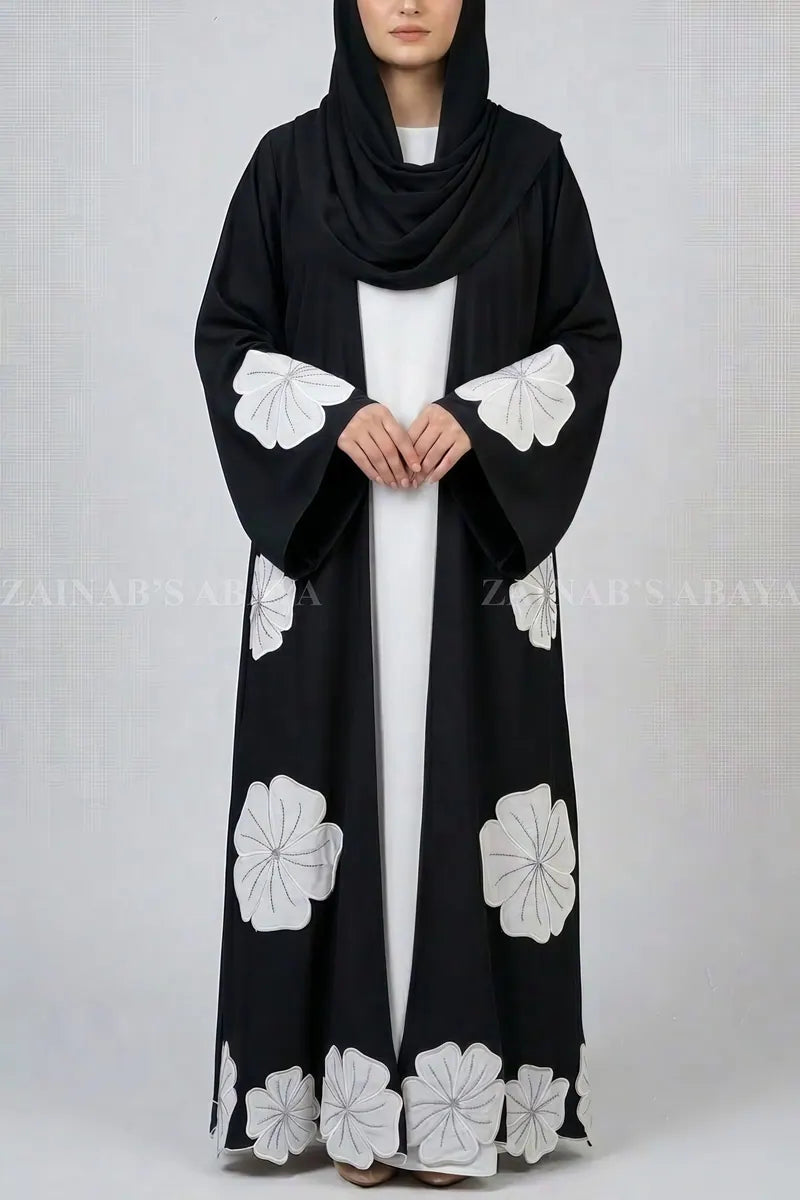 Nida Double Gown Abaya with Embroidery and Stone Work OL-1158 additional product view 4 | Zainab Designer Abaya