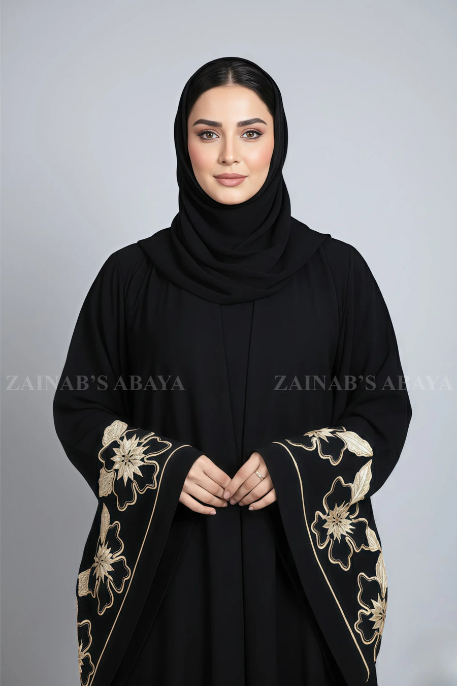 Nida Umbrella Abaya , Butterfly Embroidery On Back Side And Sleevesx OL-0911