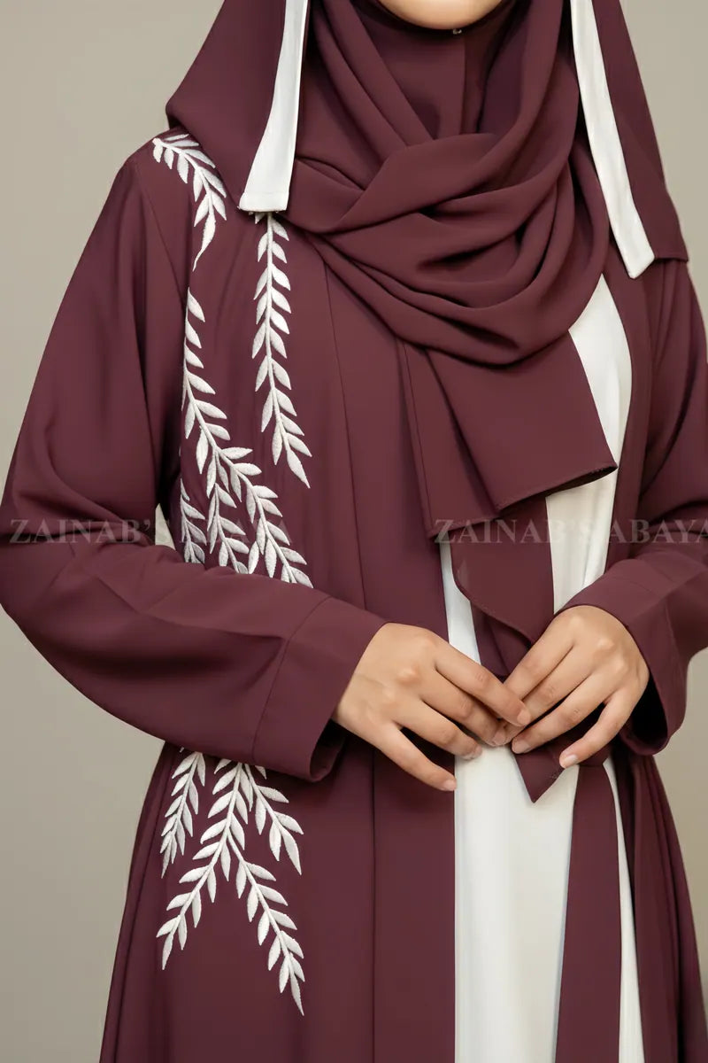 Embroidered Double Front Open Abaya OL-1101 additional product view 2 | Zainab Designer Abaya