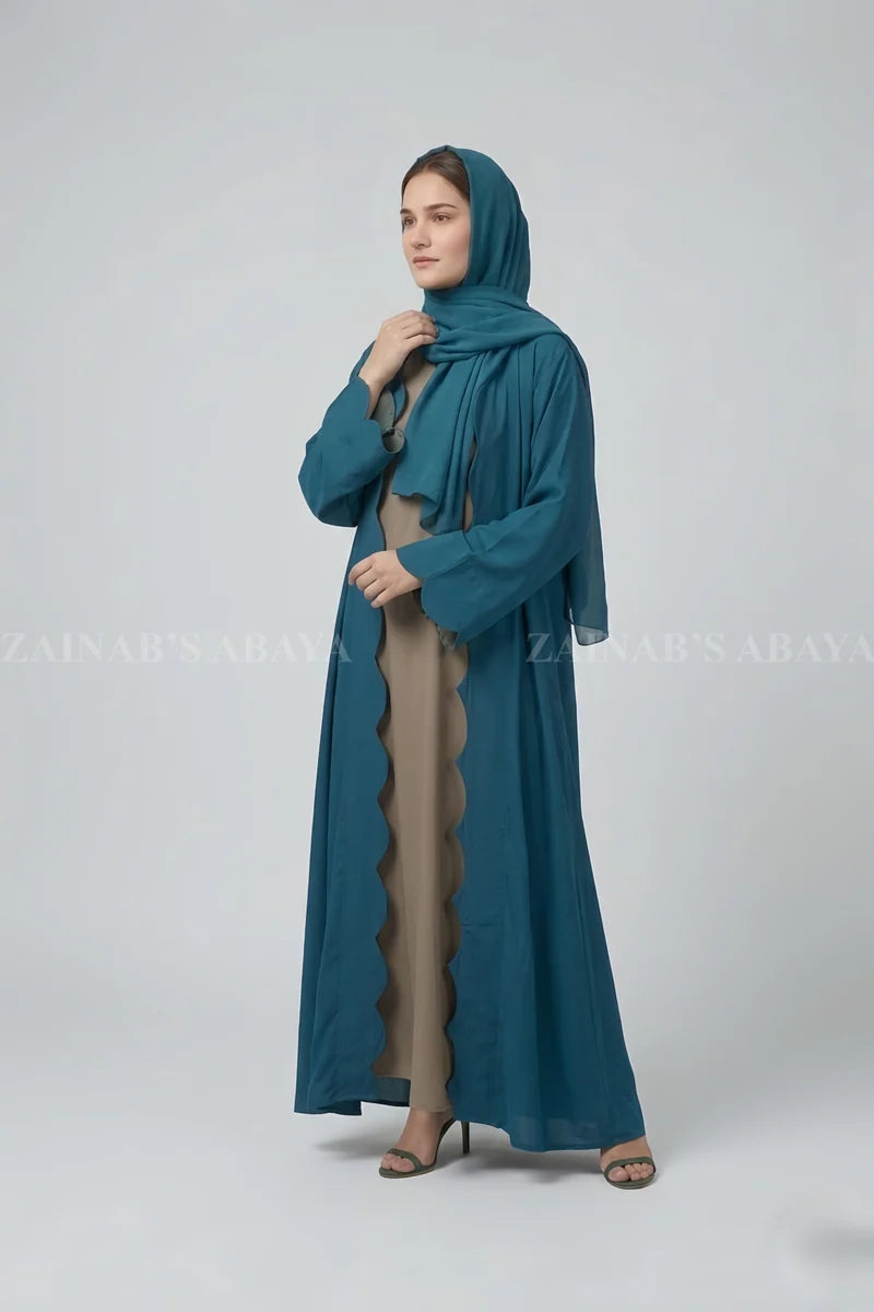 Double Front Open Abaya with Cutwork on Front and Sleeves OL-1157 additional product view 2 | Zainab Designer Abaya