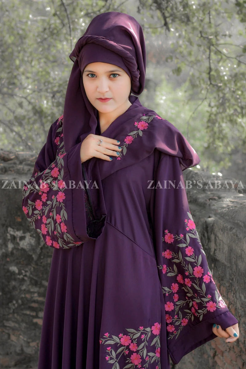 Nida Embroidered Umbrella Abaya OL-0745 OL-0745 full product view | Zainab Designer Abaya