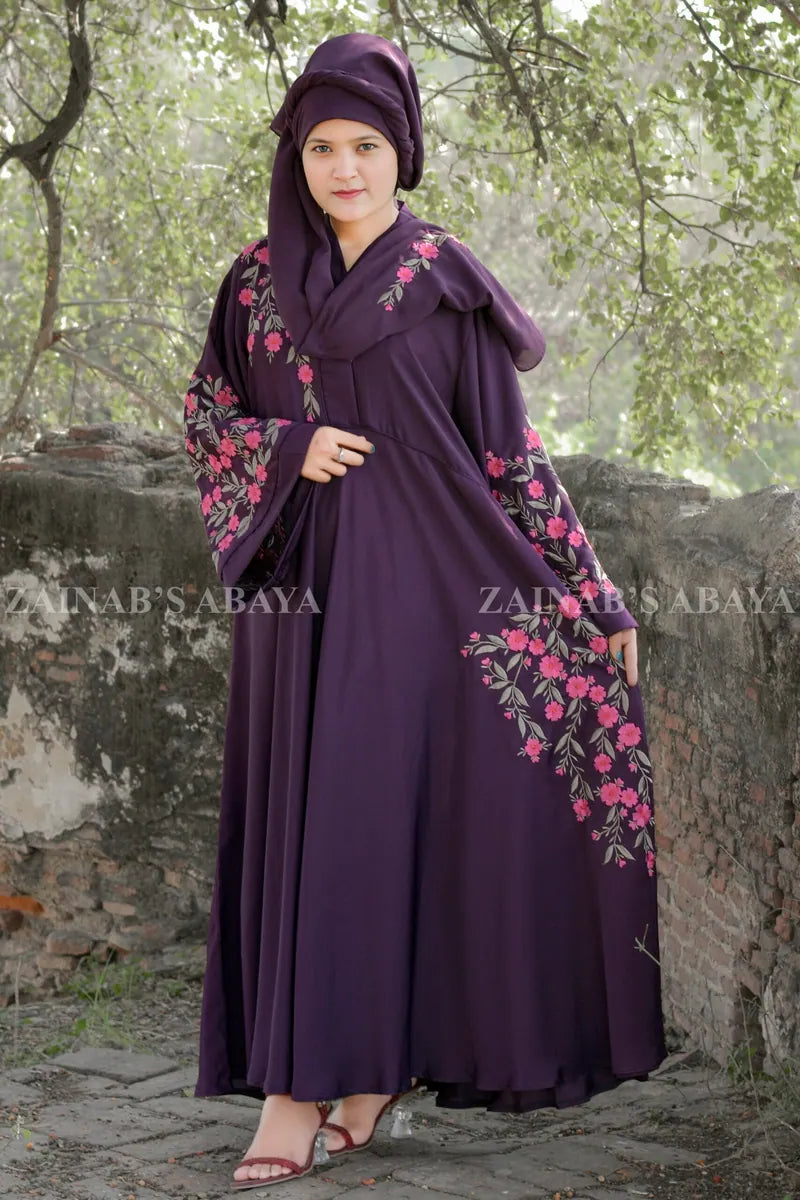 Nida Embroidered Umbrella Abaya OL-0745 OL-0745 additional product view 3 | Zainab Designer Abaya