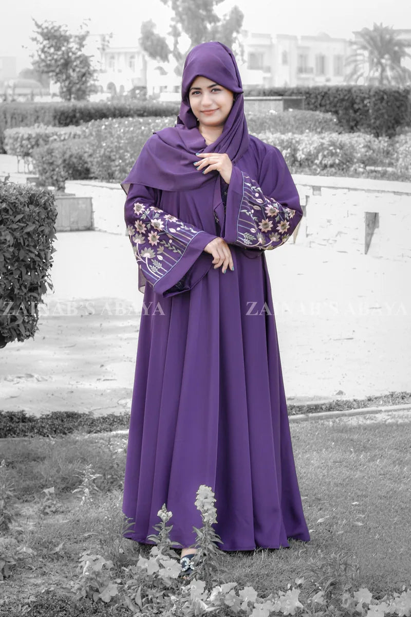 Nida Umbrella Abaya with Embroidery at Sleeves and Back OL-0905 additional product view 2 | Zainab Designer Abaya