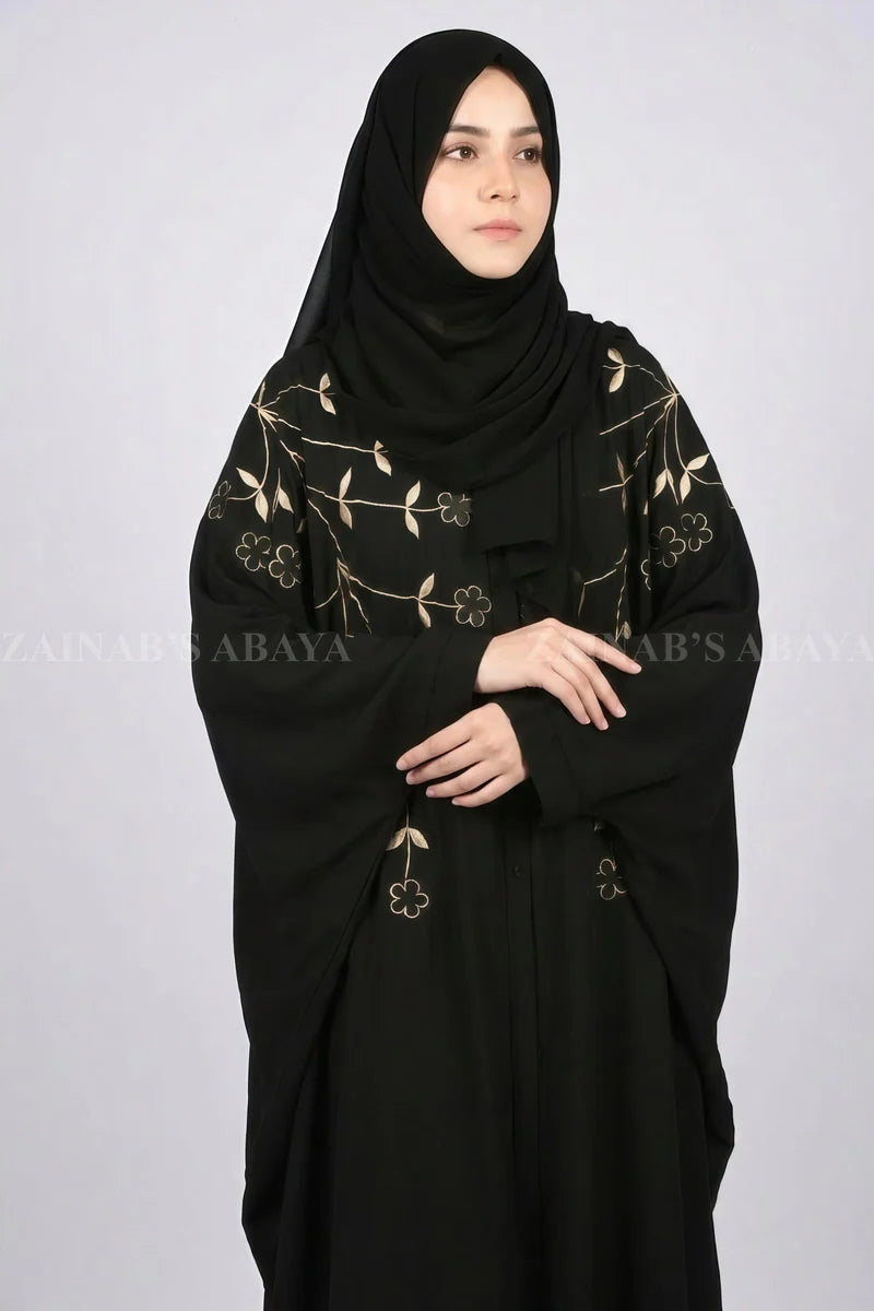 New Nida Butterfly Abaya with Embroidery On Front – 0813