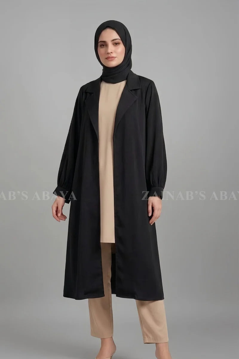 Black Color Short Coat Style Abaya OL-1168 – Black – additional product view | Zainab Designer Abaya