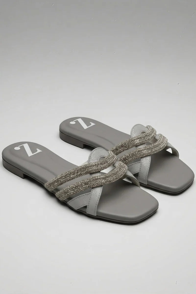 Soft Silver Slide Flats Women Slippers Z-113 – Silver additional view 4 | Zainab Designer Abaya