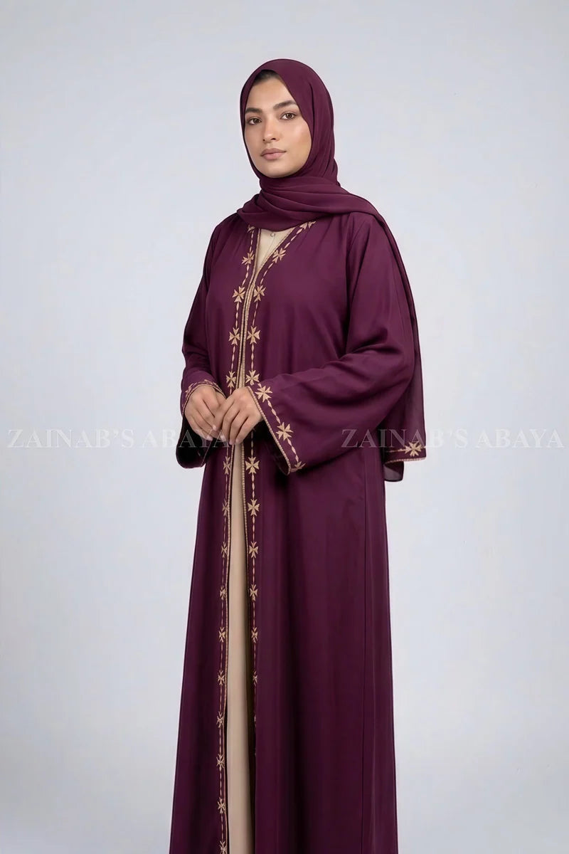 New Zainab Gown Abaya With Turkish Embroidery OL-0952 full product view | Zainab Designer Abaya