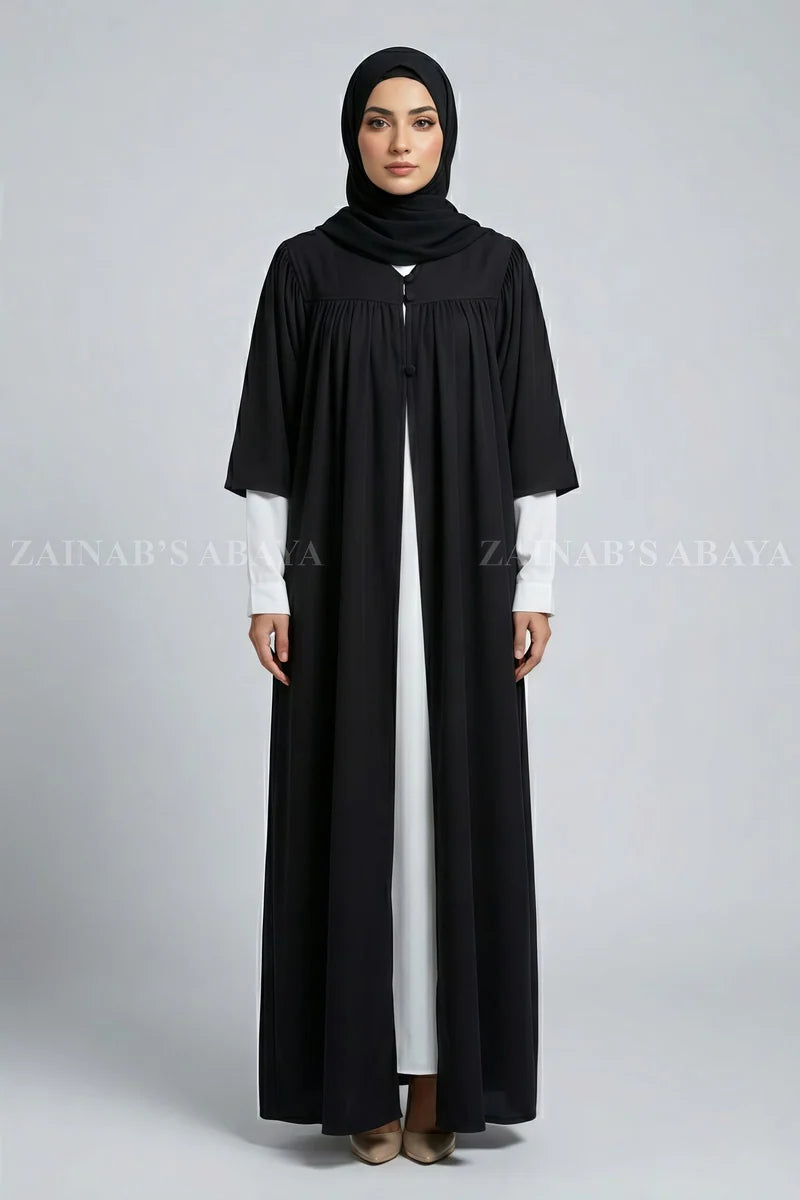 Nida Black Teacher Gown Abaya OL-1160 full product view | Zainab Designer Abaya
