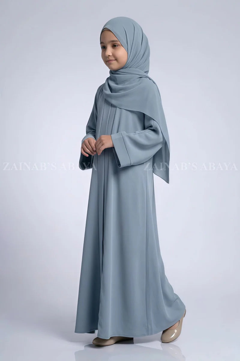 Colored Front Open Abaya in Nida Fabric For Kids OL-753 – product view 1 | Zainab Designer Abaya