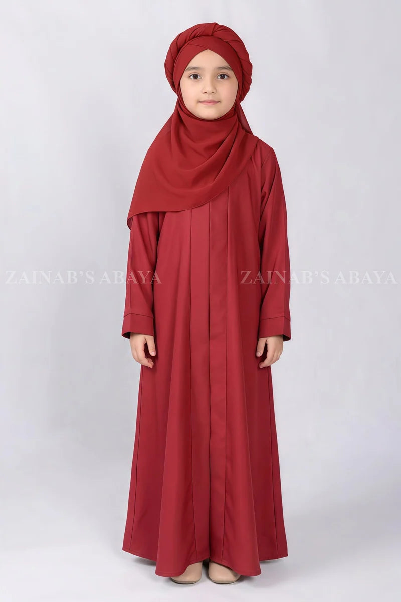 Color Front Open Abaya Style for Kids in Nida Fabric OL-753 – product view 1 | Zainab Designer Abaya