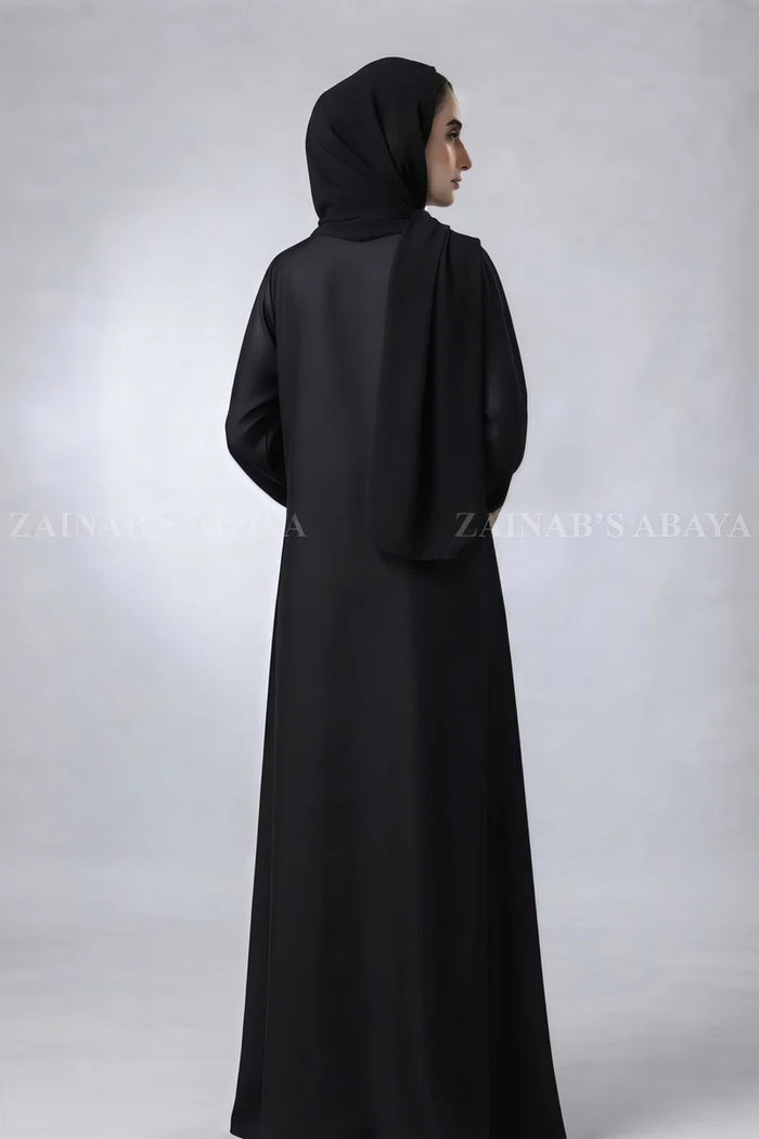 Black Maxi Abaya for Kids with Elastic Sleeves OL-935 – Black – product view 2 | Zainab Designer Abaya