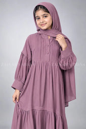 Colored Pleated Maxi Abaya for Kids J 121 – product view 1 | Zainab Designer Abaya