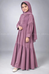 Colored Pleated Maxi Abaya for Kids J 121 – product view 5 | Zainab Designer Abaya