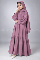 Colored Pleated Maxi Abaya for Kids J 121 – product view 6 | Zainab Designer Abaya