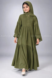 Colored Pleated Maxi Abaya for Kids J 121 – product view 7 | Zainab Designer Abaya