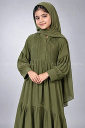Colored Pleated Maxi Abaya for Kids J 121 – product view 9 | Zainab Designer Abaya