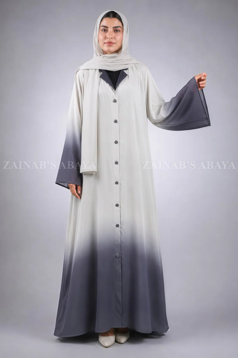 Dual Tone Coat Style Abaya for Women In Nida Fabric OL-1190 – Multi Color – additional product view | Zainab Designer Abaya