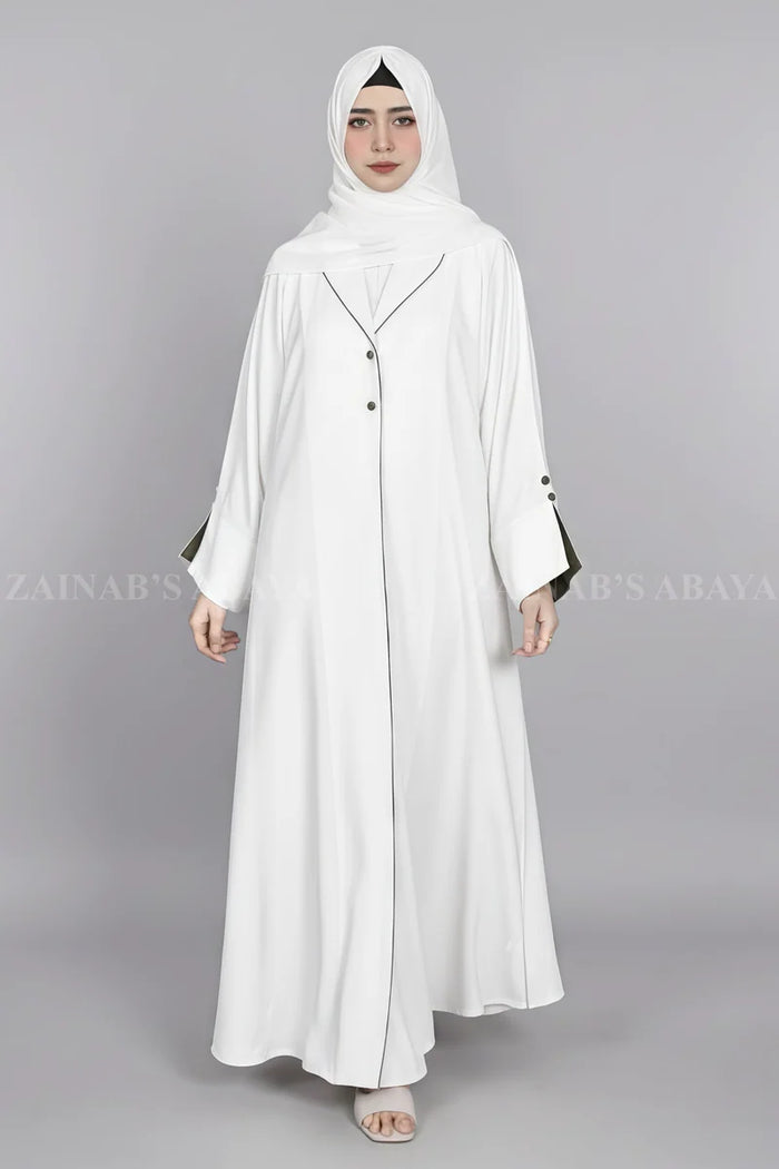 Nida Coat Style Abaya with Stylish Sleeves OL-1118 – Off White – additional product view | Zainab Designer Abaya