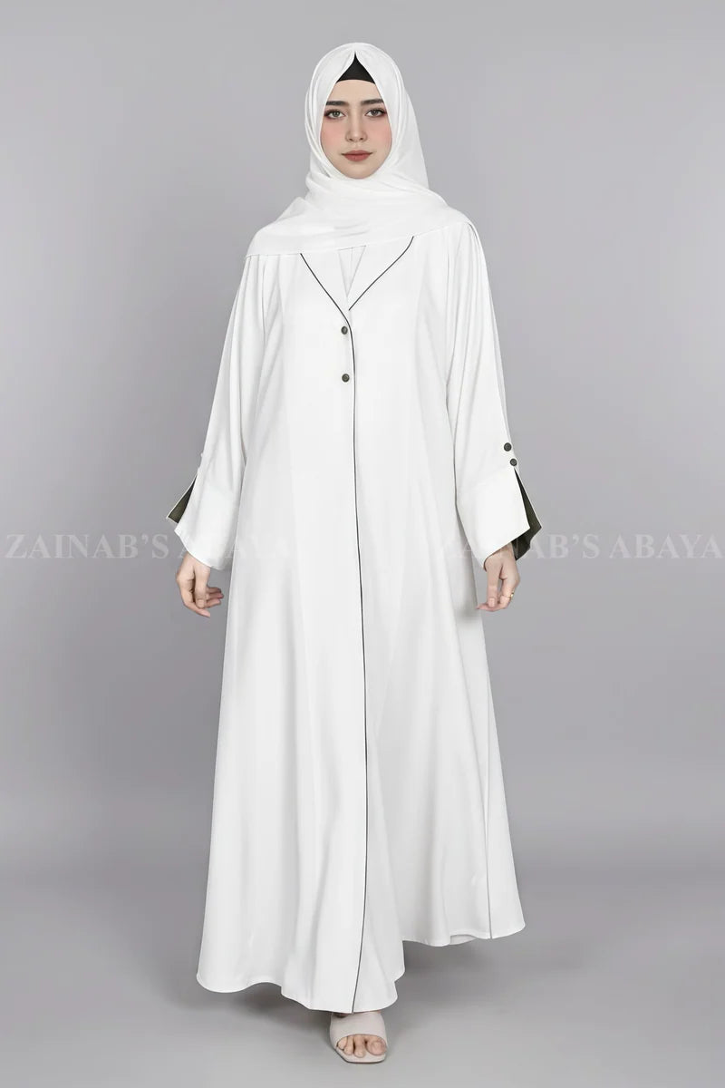 Nida Coat Style Abaya with Stylish Sleeves OL-1118 – Off White – additional product view | Zainab Designer Abaya
