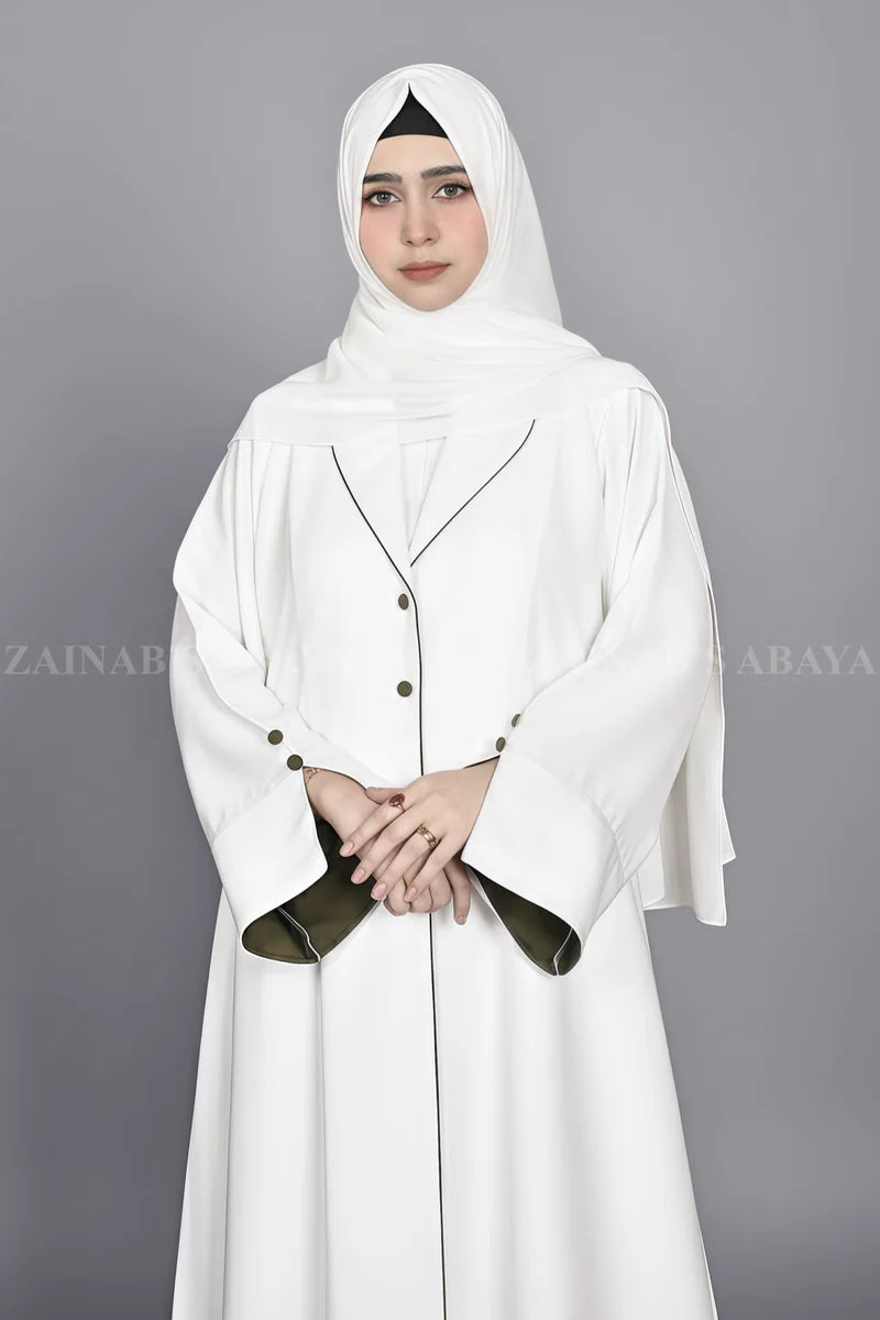Nida Coat Style Abaya with Stylish Sleeves OL-1118 – Off White – additional product view | Zainab Designer Abaya