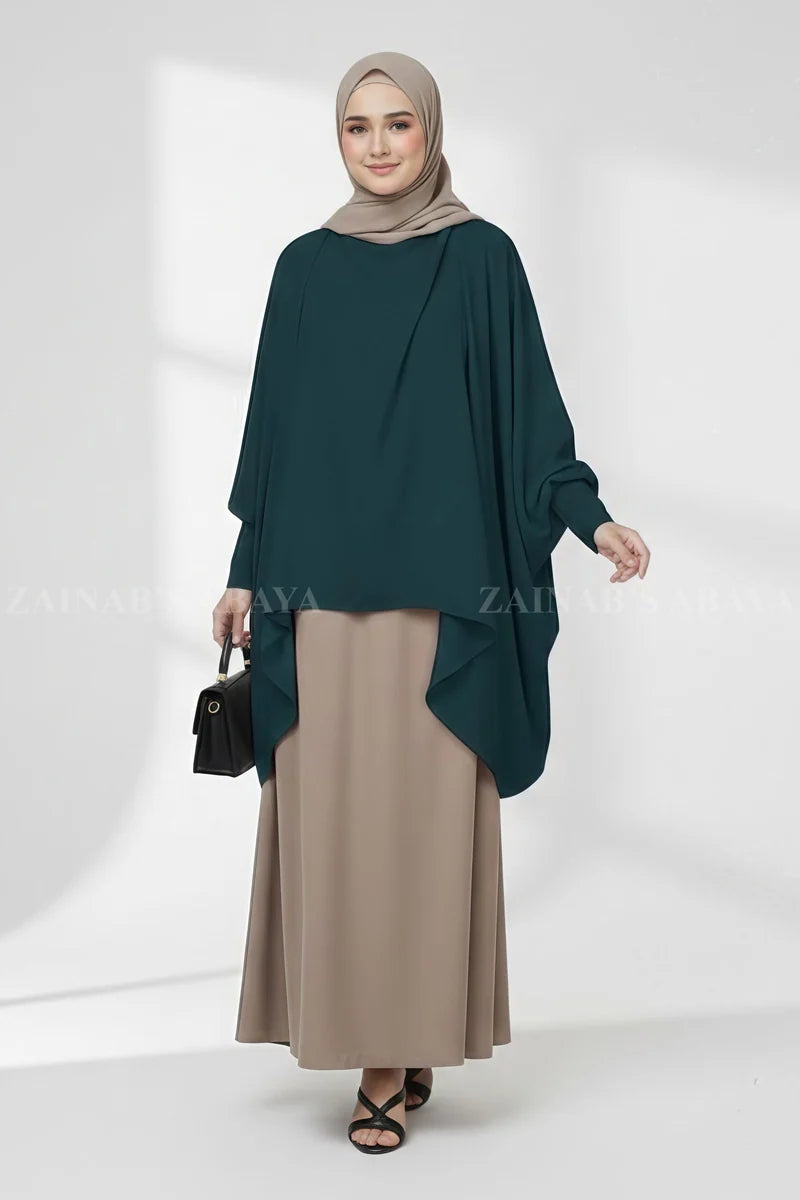 Nida Umbrella Abaya with Shrug OL-0755 full product view | Zainab Designer Abaya