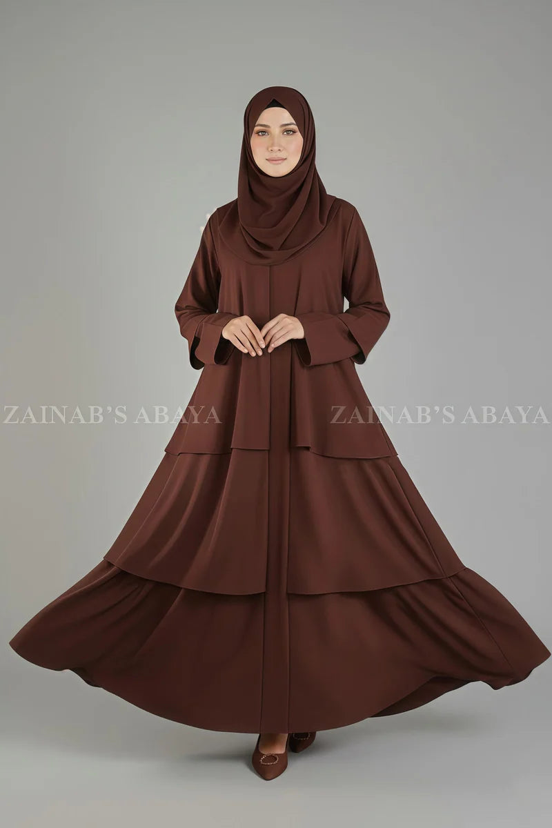 Nida Umbrella Abaya in Front Open Style OL-0933 full product view | Zainab Designer Abaya