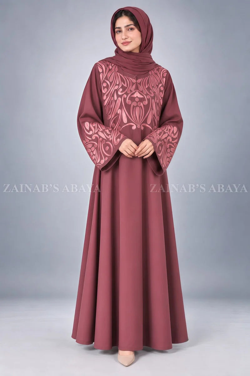 Black Embroidered Maxi Abaya in Nida Fabric OL-0667 additional product view 2 | Zainab Designer Abaya