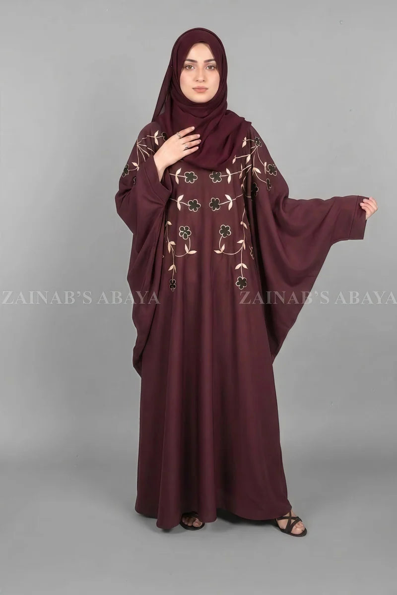 Nida Butterfly Abaya with Embroidery On Front – 0814