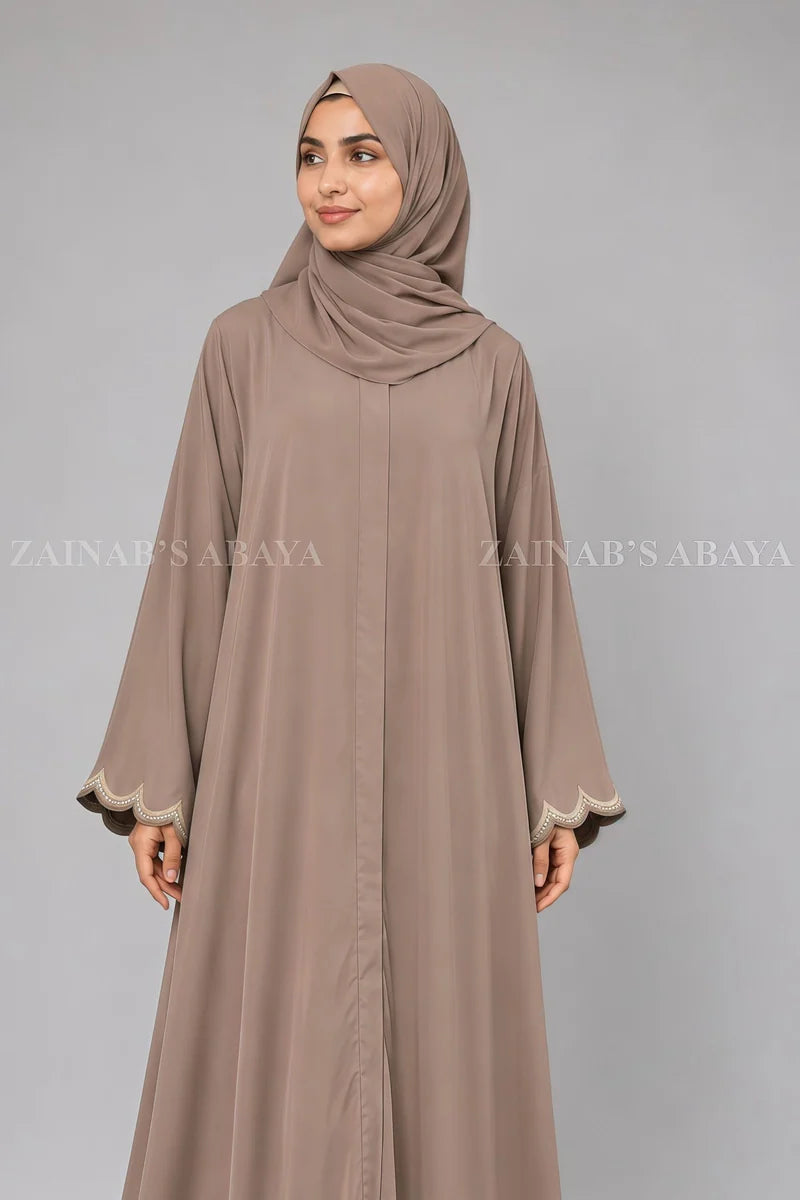 Navy Blue Front Open Abaya with Embroidery OL-1089 product view 12 | Zainab Designer Abaya