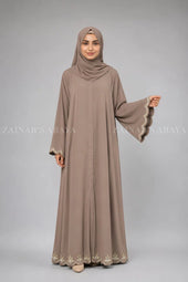 Navy Blue Front Open Abaya with Embroidery OL-1089 product view 7 | Zainab Designer Abaya