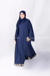 Navy Blue Front Open Abaya with Embroidery OL-1089 product view 2 | Zainab Designer Abaya