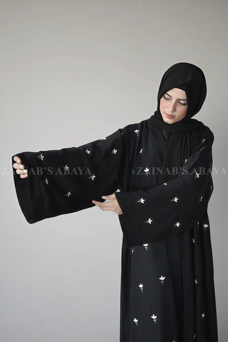 Gown Abaya with Embroidery on Front and Sleeves OL-1107 additional product view 4 | Zainab Designer Abaya