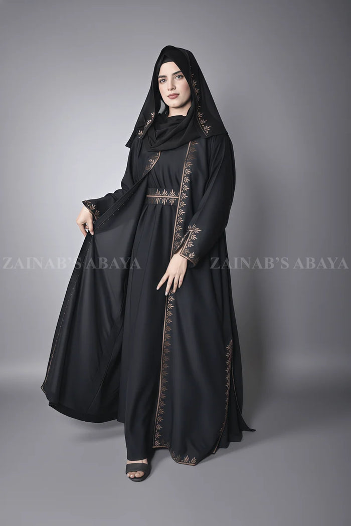 Nida Maxi Abaya for Women with Embroidered Upper OL-1112 product view 1 | Zainab Designer Abaya