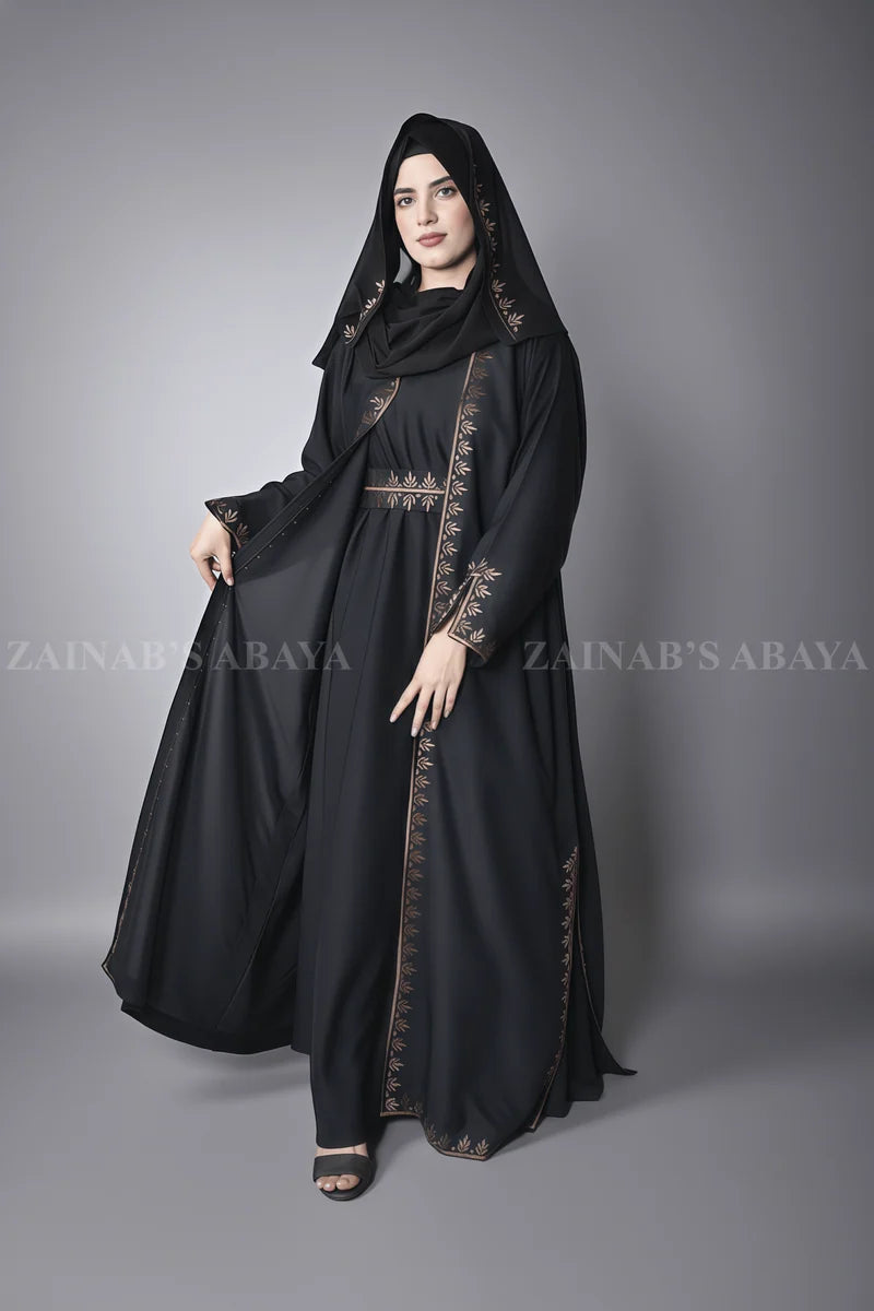 Nida Maxi Abaya for Women with Embroidered Upper OL-1112 product view 1 | Zainab Designer Abaya