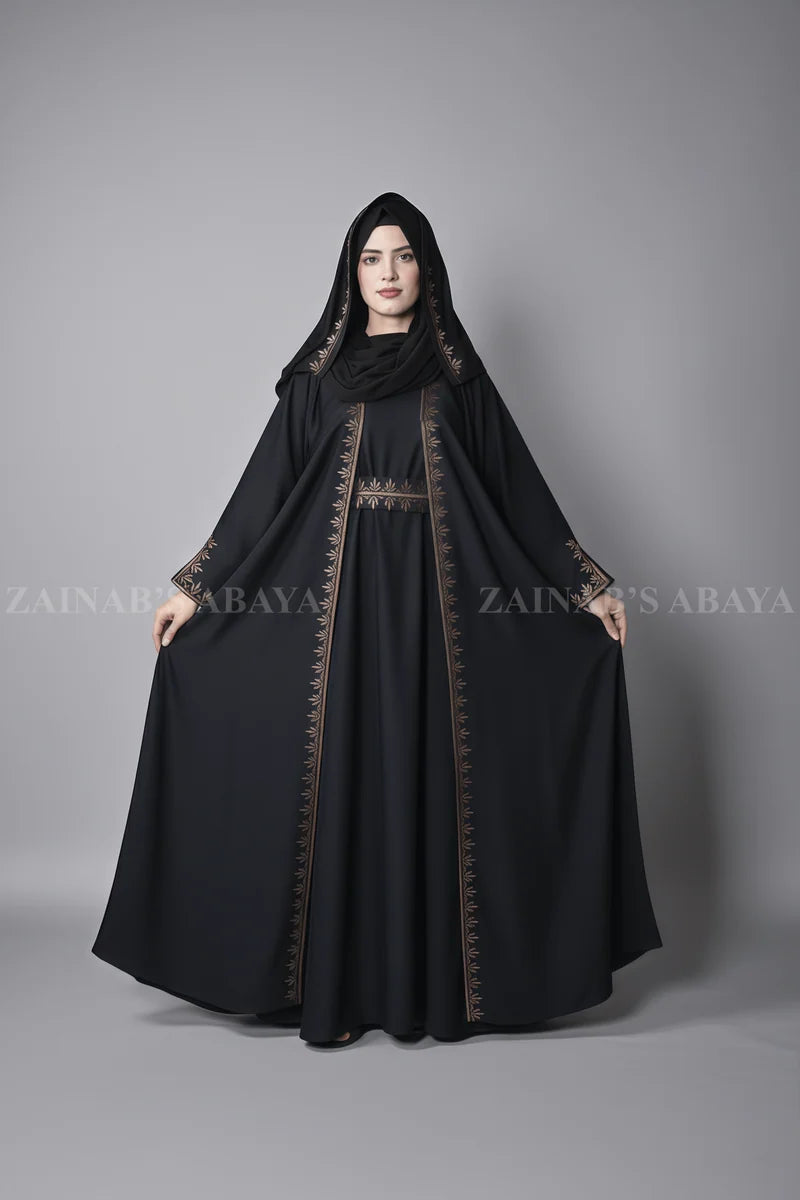 Nida Maxi Abaya for Women with Embroidered Upper OL-1112 product view 2 | Zainab Designer Abaya