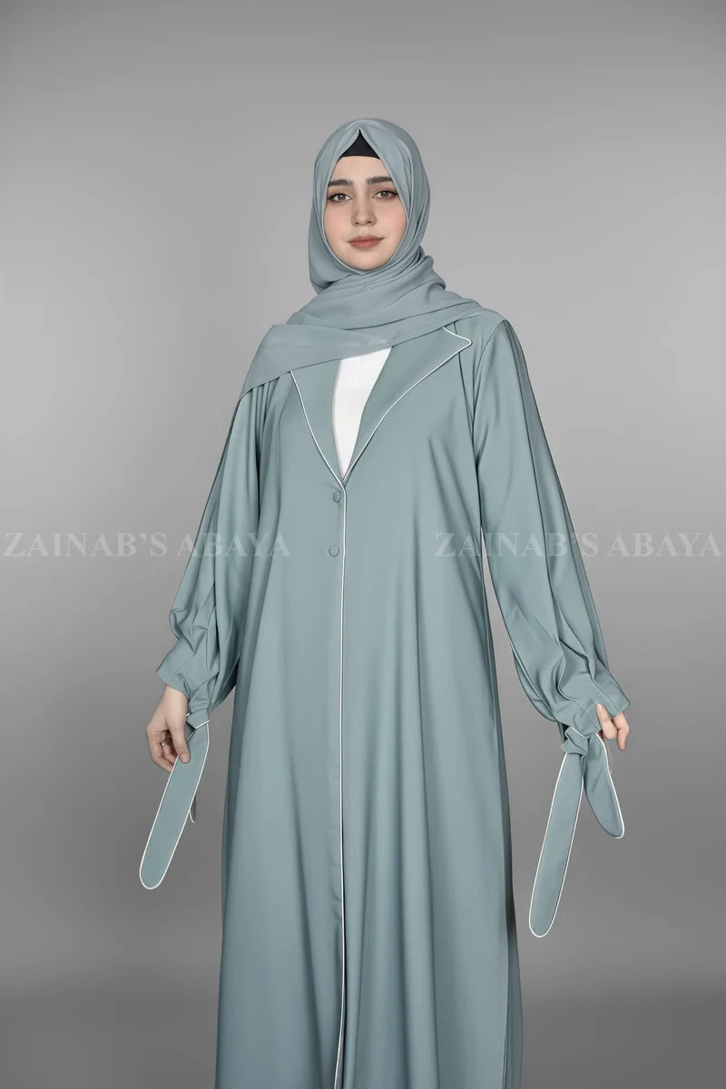 Nida Coat Style Abaya in Grape Color OL-1119 – Grape – additional product view | Zainab Designer Abaya