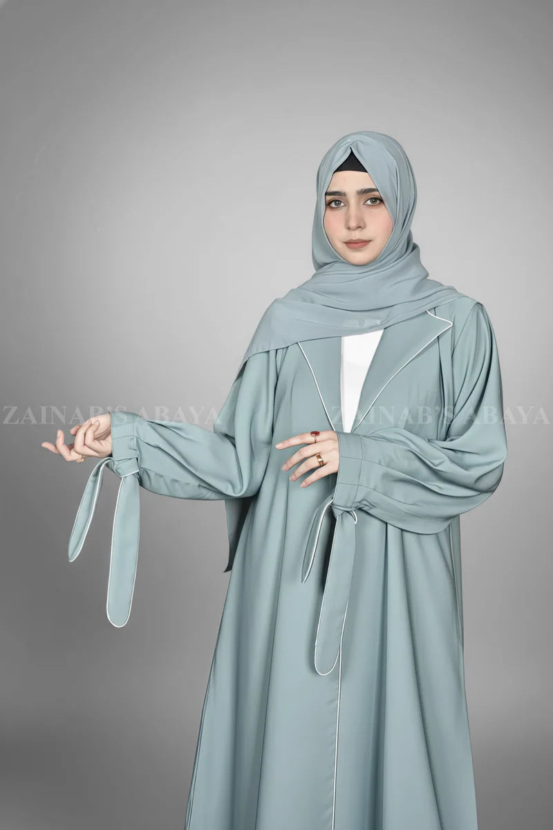 Nida Coat Style Abaya in Grape Color OL-1119 – Grape – front product view | Zainab Designer Abaya