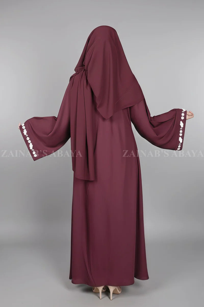 Nida Umbrella Abaya in Front Open Style with Embroidery OL-1143 full product view | Zainab Designer Abaya