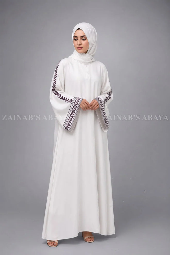 Colored Maxi Abaya with Embroidered Sleeves OL-1153 full product view | Zainab Designer Abaya
