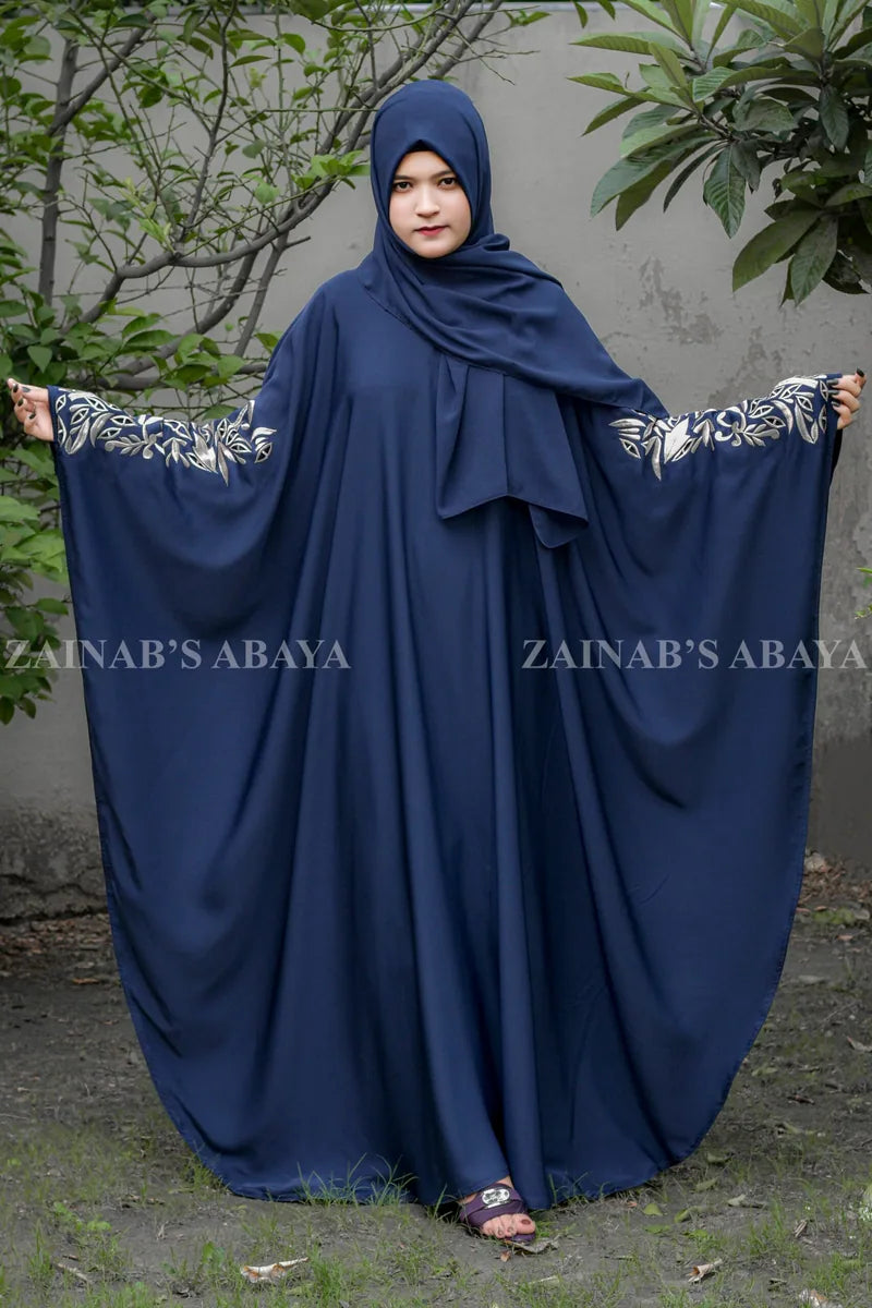 Navy Blue Kaftan Abaya with Embroidery on Back OL-357 – OL-0357 – product view 1 | Zainab Designer Abaya