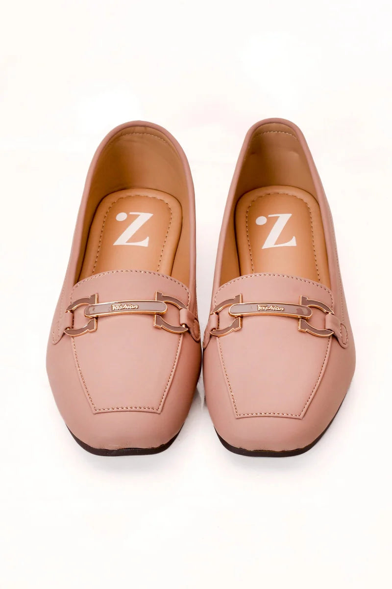 Soft Pink Ladies Pumps with Golden Chain Z 405 – Soft Pink – full product view | Zainab Designer Abaya