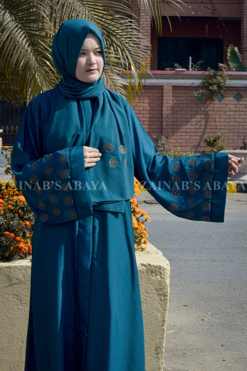 Nida Front Open Gown Abaya Embroidery On Sleeves OL–0942