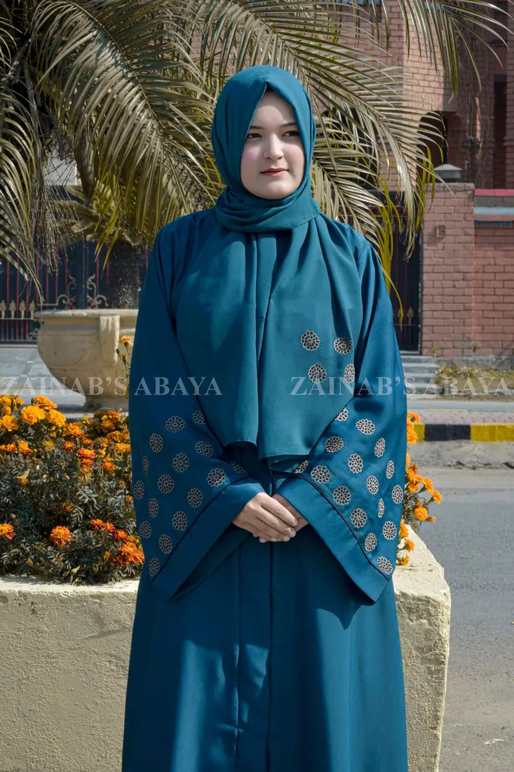 Nida Front Open Gown Abaya Embroidery On Sleeves OL–0942