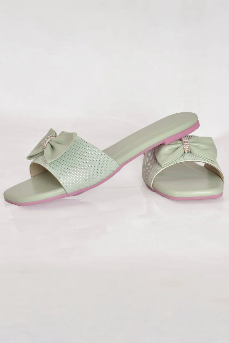 Whisper Grape Bow Style Women Slipper Z-105 – Grey Olive additional view 4 | Zainab Designer Abaya