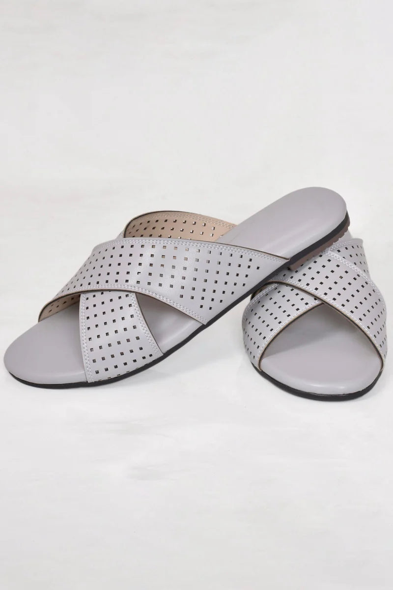 Air Flow Women Slipper in Classic Cross Style Z-101 – Light Grey additional view 3 | Zainab Designer Abaya