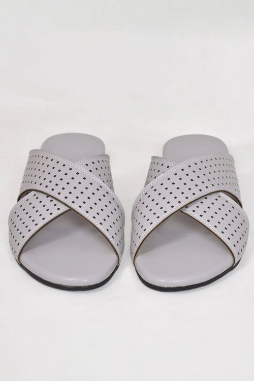 Air Flow Women Slipper in Classic Cross Style Z-101 – Light Grey additional view 4 | Zainab Designer Abaya