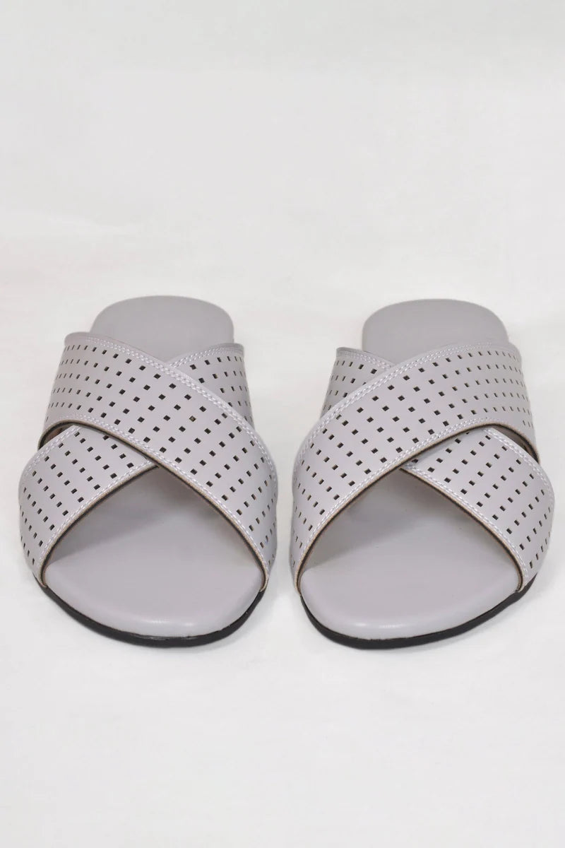 Air Flow Women Slipper in Classic Cross Style Z-101 – Light Grey additional view 4 | Zainab Designer Abaya