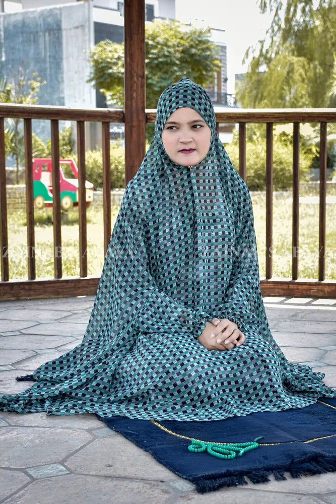 Chiffon Namaz Chadar with Check Style ACC-045 additional product view | Zainab Designer Abaya
